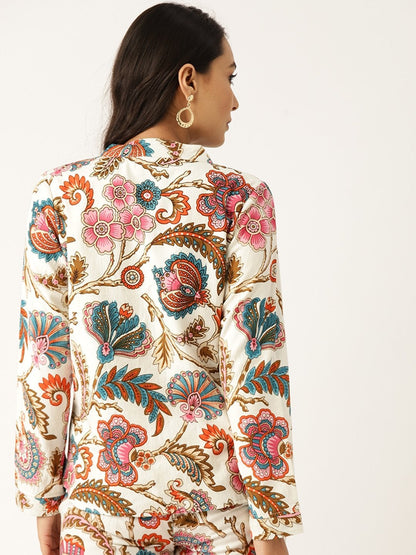 Women's Off White Floral Indie Jacket