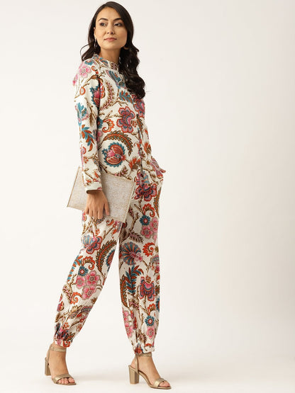 Women's Off White Floral Indie Jacket