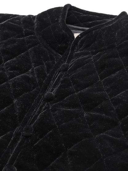 Women's Black Velvet Sleeveless Quilted Jacket