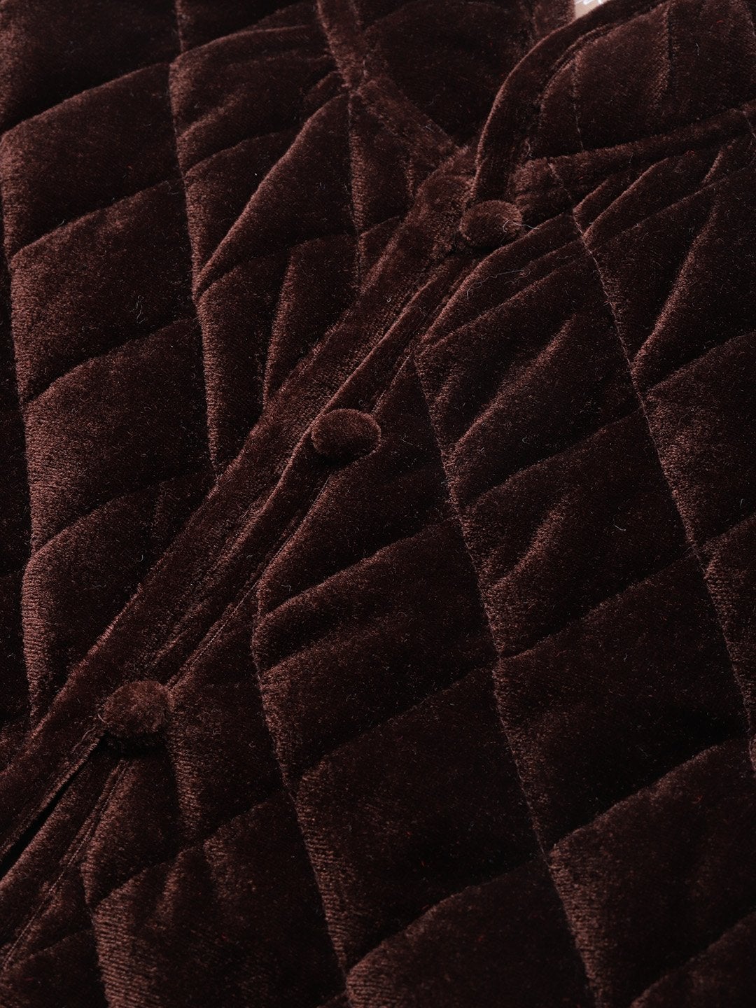 Women's Brown Velvet Sleeveless Quilted Jacket