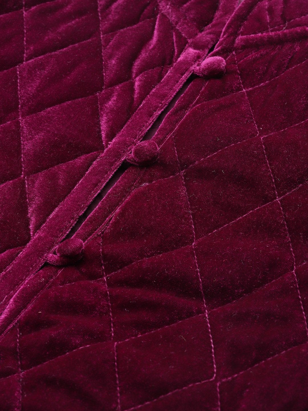 Women's Burgundy Velvet Sleeveless Quilted Jacket