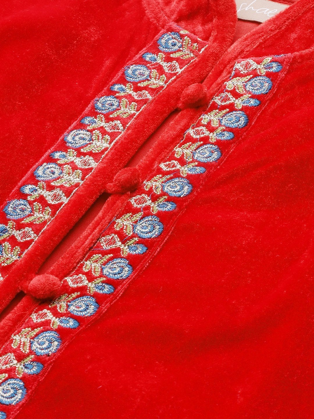 Women's Red Zari Embroidered Jacket