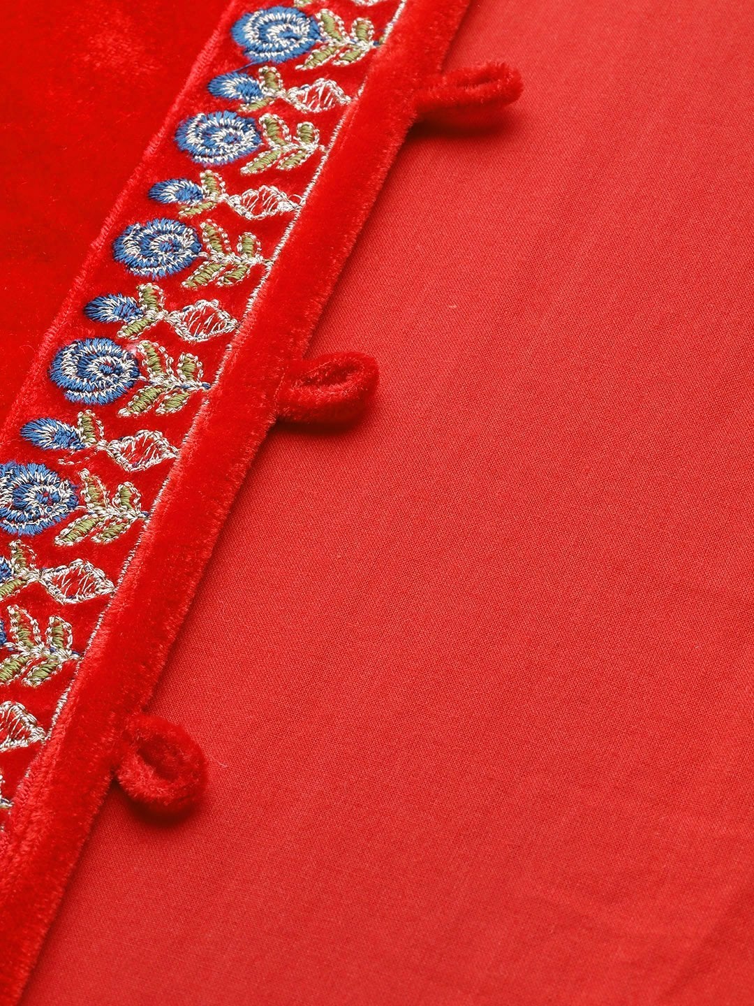 Women's Red Zari Embroidered Jacket