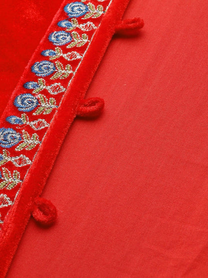 Women's Red Zari Embroidered Jacket