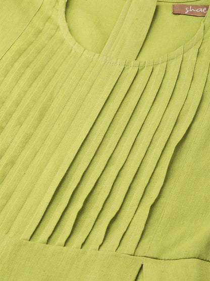 Women's Green Pleated Jumpsuit