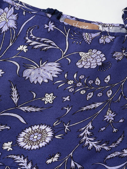 Women's Navy Floral Strappy Jumpsuit