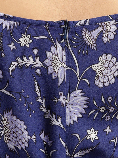 Women's Navy Floral Strappy Jumpsuit