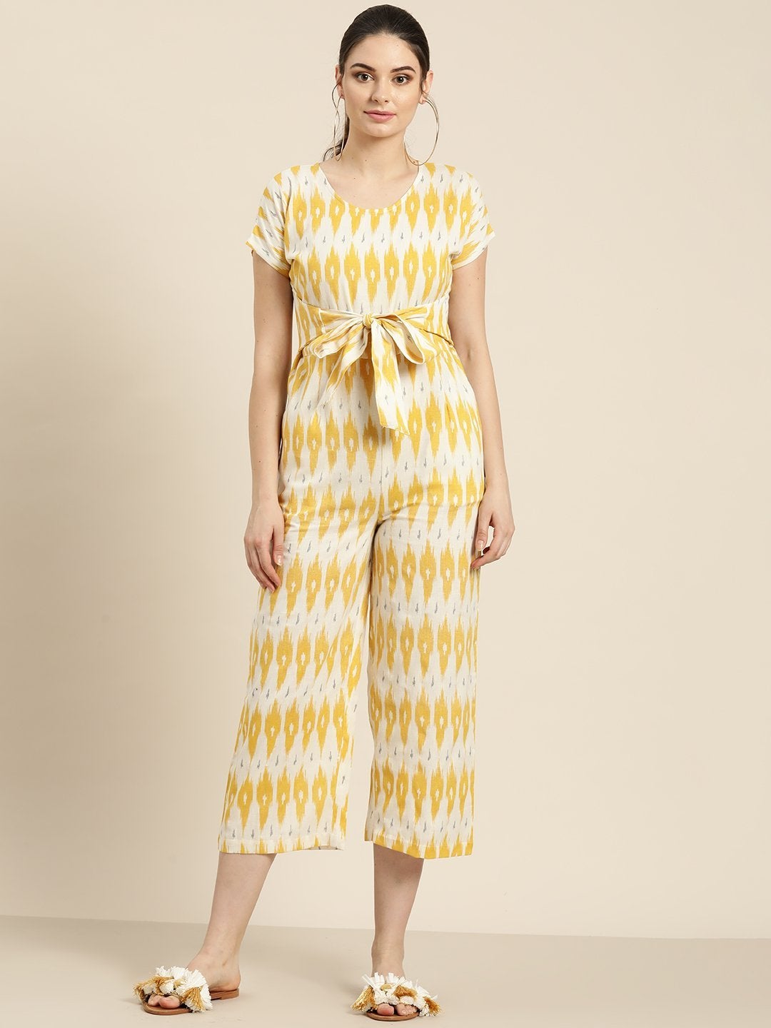 Women's Yellow Ikat Jumpsuit