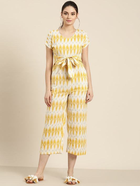 Women's Yellow Ikat Jumpsuit