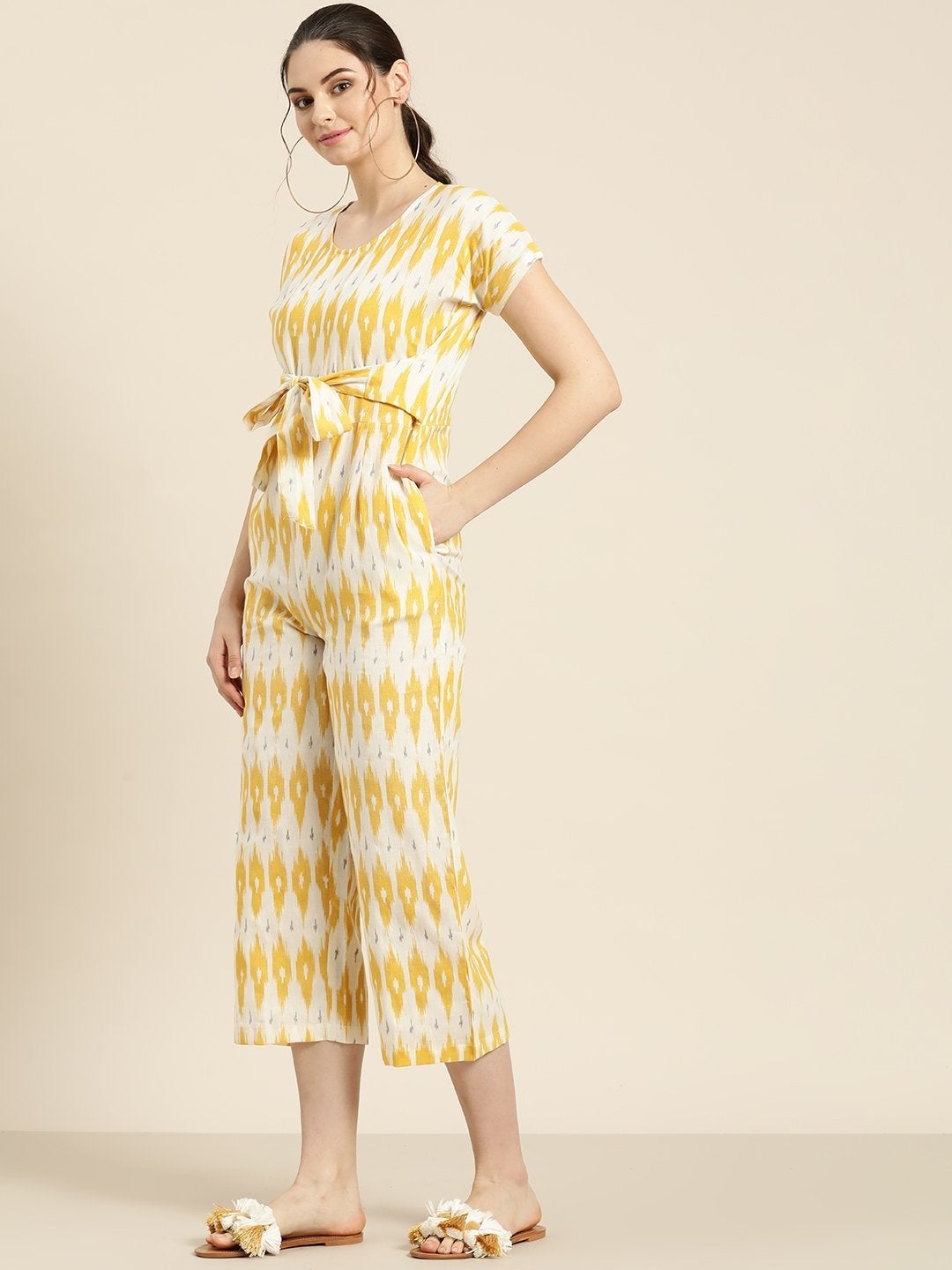 Women's Yellow Ikat Jumpsuit