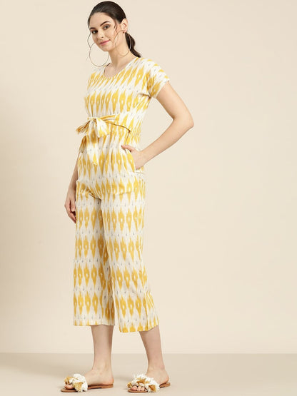 Women's Yellow Ikat Jumpsuit