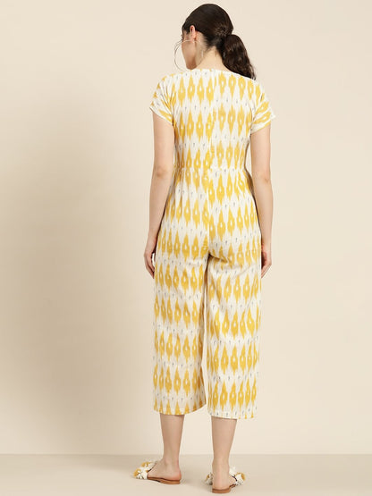 Women's Yellow Ikat Jumpsuit