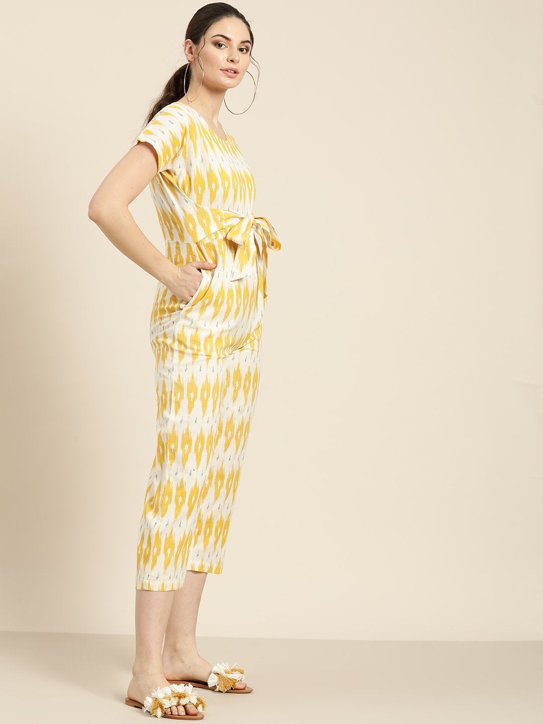 Women's Yellow Ikat Jumpsuit