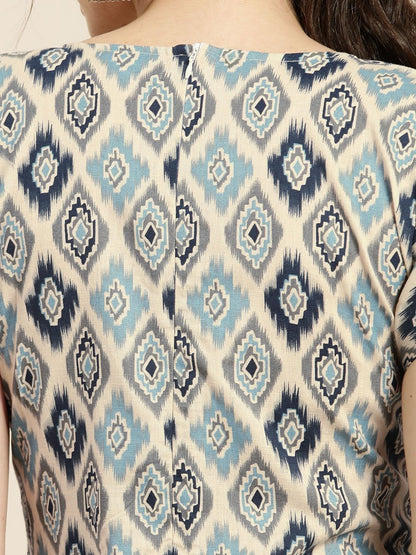 Women's Beige Ikat Jumpsuit