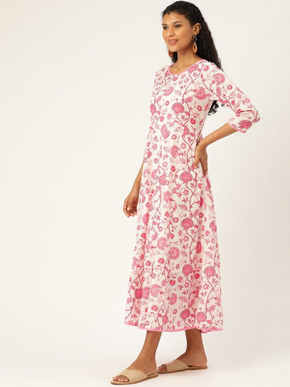 Women's Pink Floral Kurta Dress
