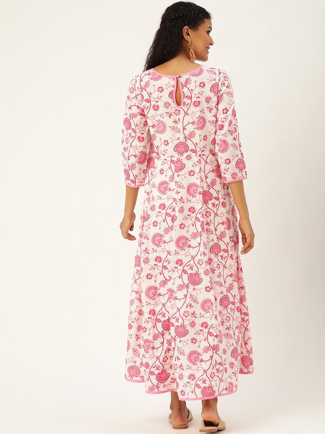 Women's Pink Floral Kurta Dress