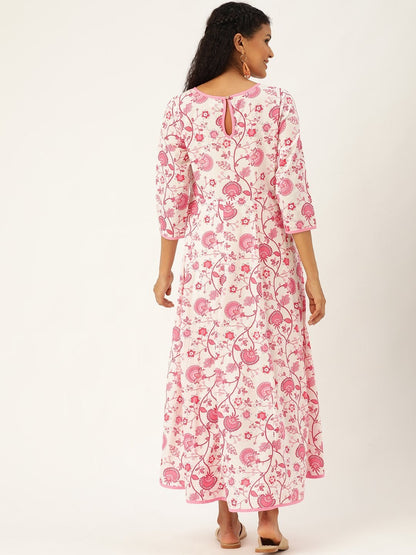 Women's Pink Floral Kurta Dress