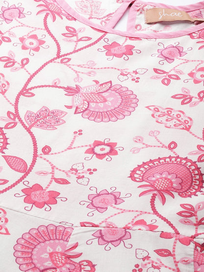Women's Pink Floral Kurta Dress
