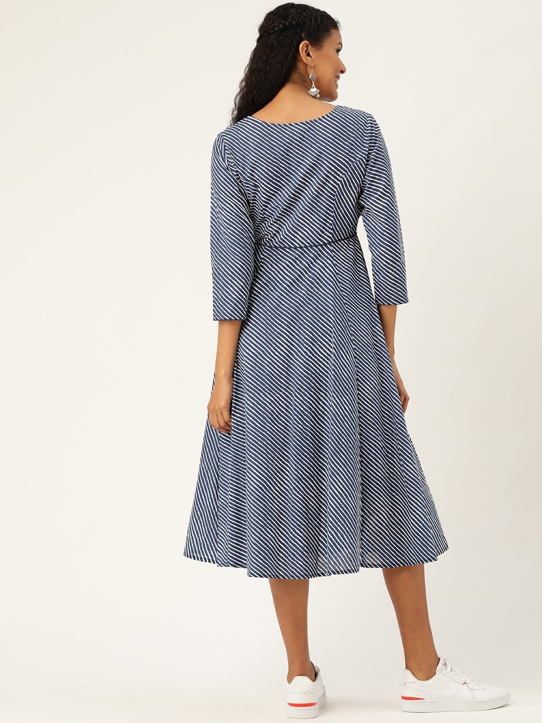 Women's Navy Stripe Kurta Dress