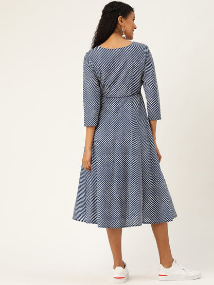 Women's Navy Stripe Kurta Dress