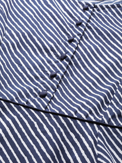 Women's Navy Stripe Kurta Dress
