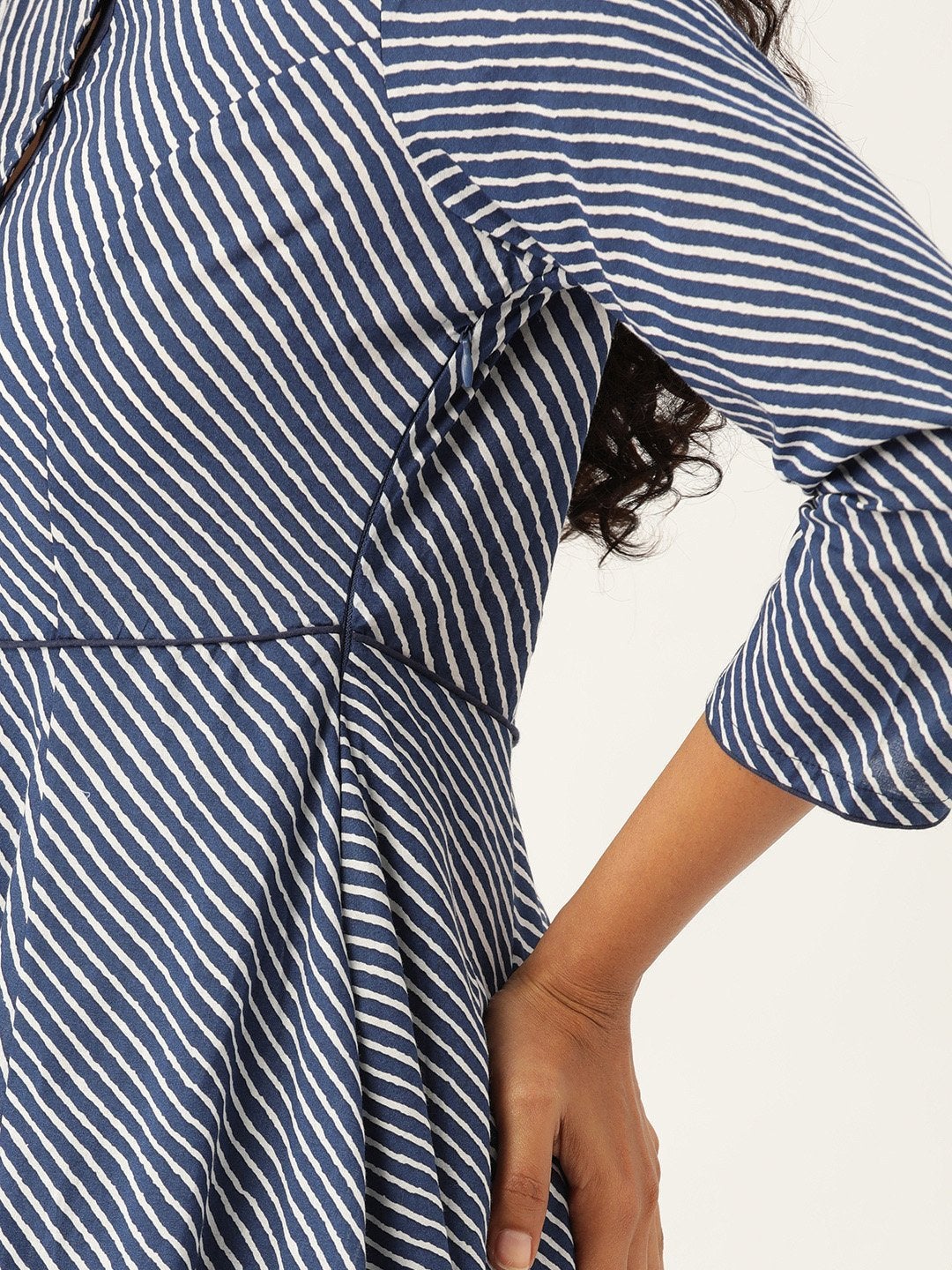 Women's Navy Stripe Kurta Dress