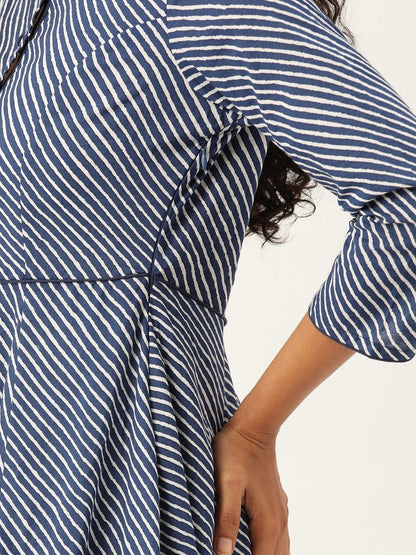 Women's Navy Stripe Kurta Dress
