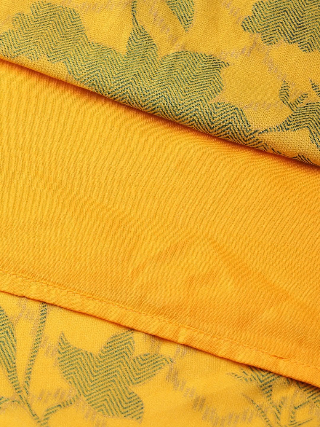 Women's Mustard Foil Floral Foil Gathered Kurta Dress