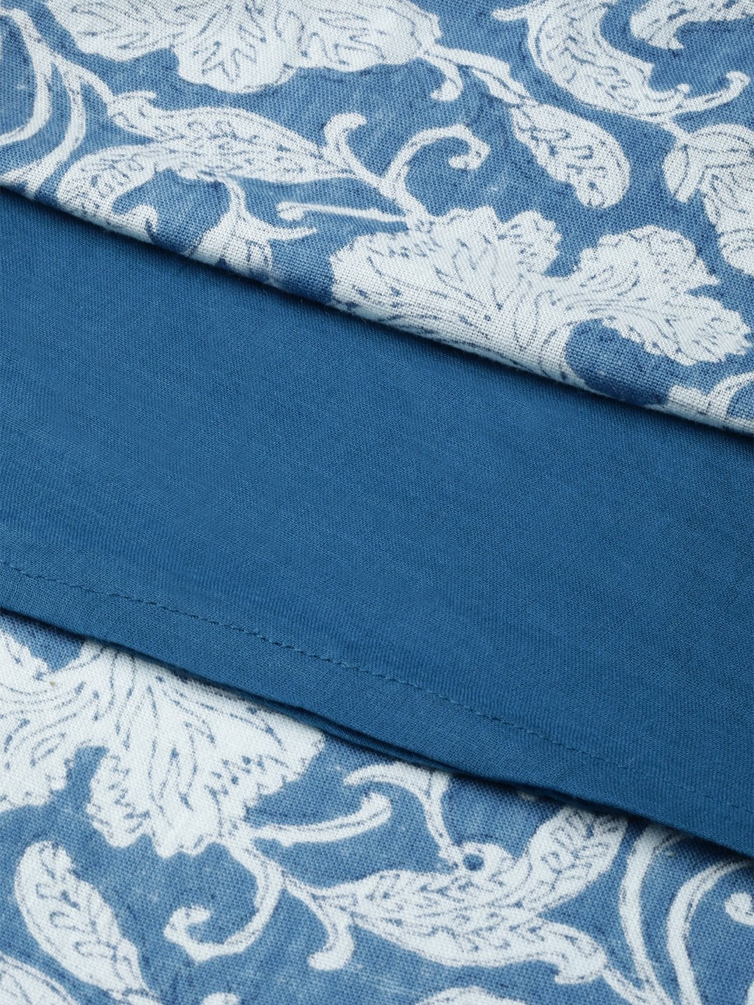 Women's Blue Floral Gathered Kurta Dress