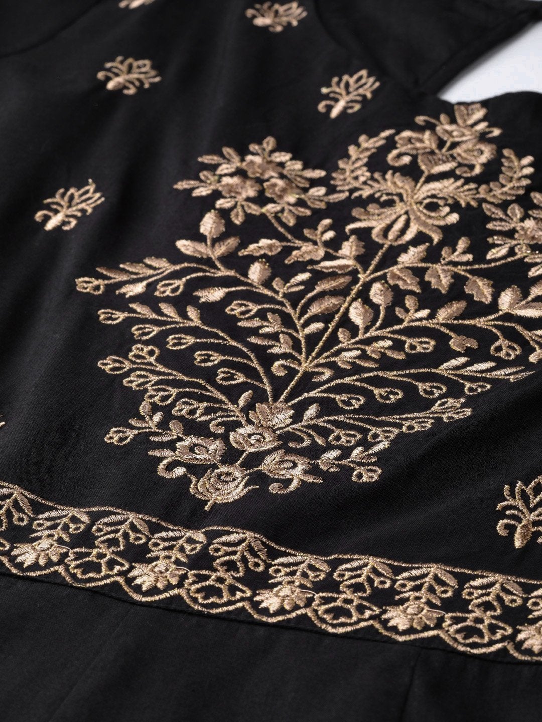 Women's Black Zari Embroidery Anarkali