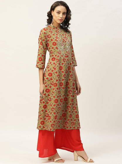 Women's Grey Floral Zari Embroidery Front Open