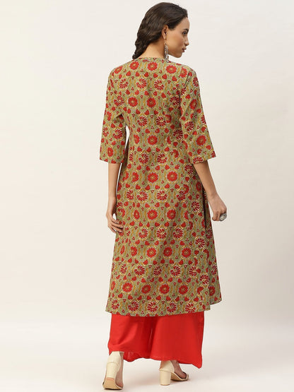 Women's Grey Floral Zari Embroidery Front Open
