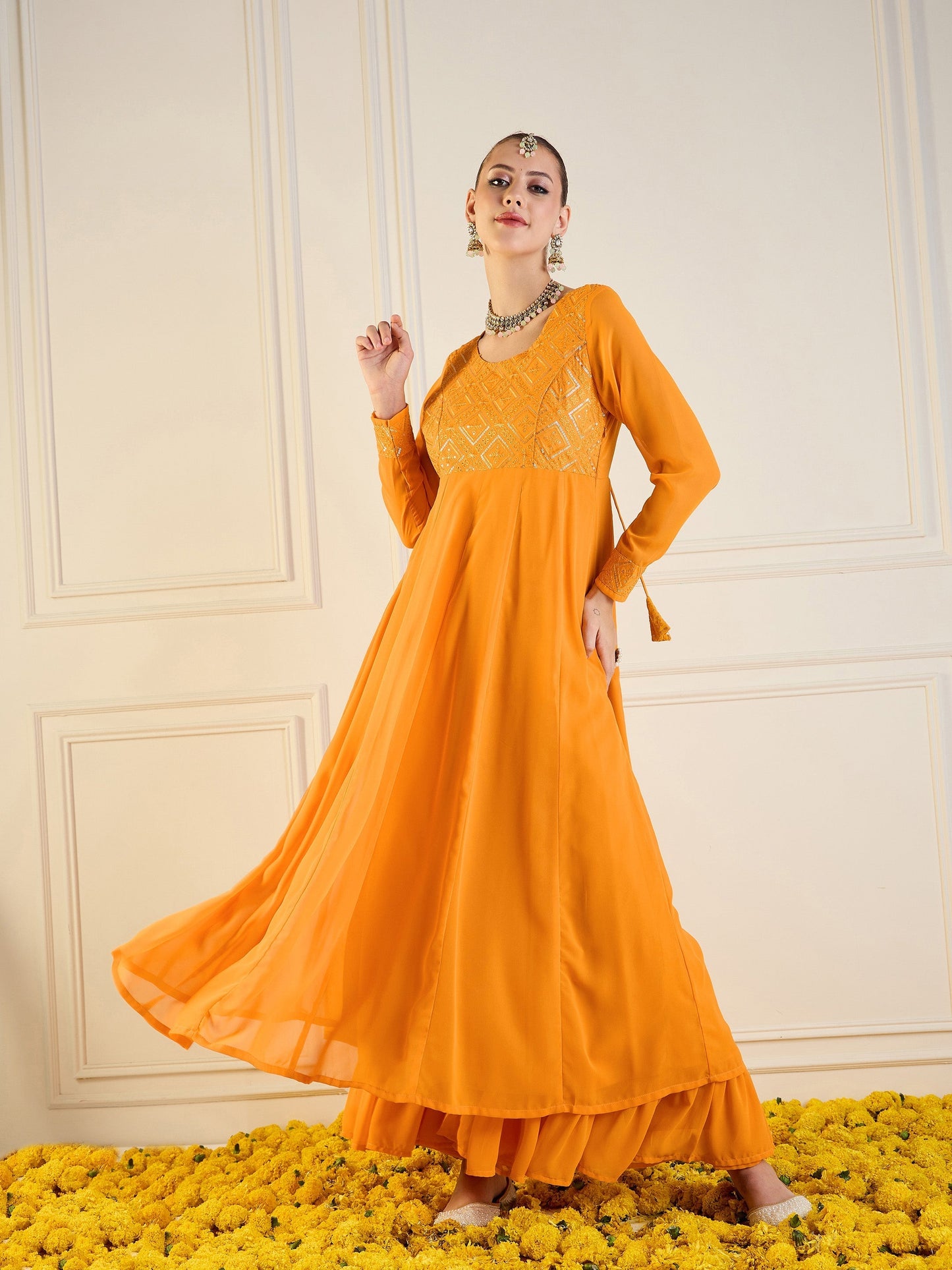 Women's Yellow Embroidered Kurta