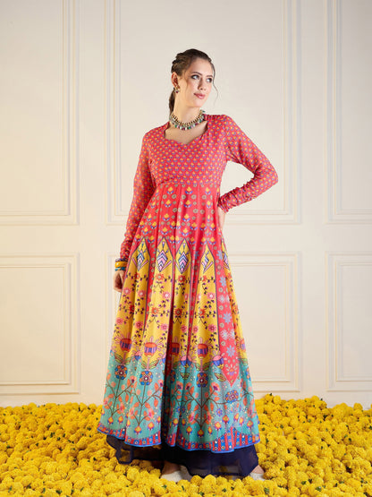 Women's Red Floral Kurta