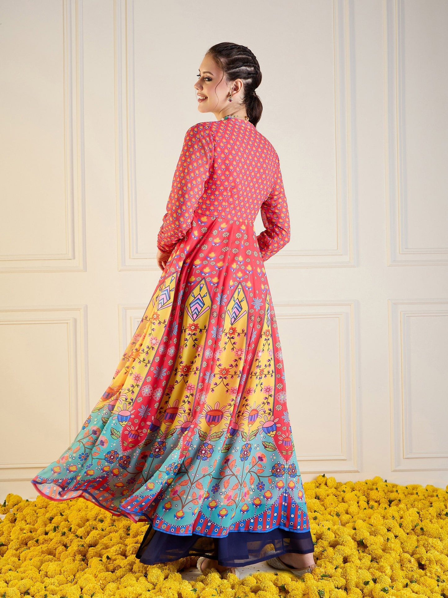 Women's Red Floral Kurta