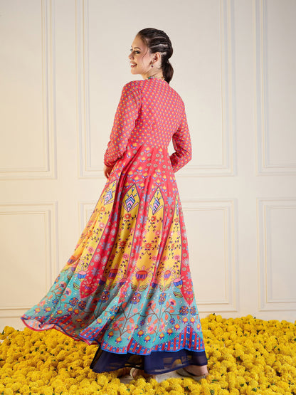 Women's Red Floral Kurta
