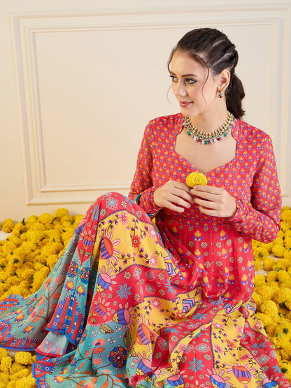 Women's Red Floral Kurta