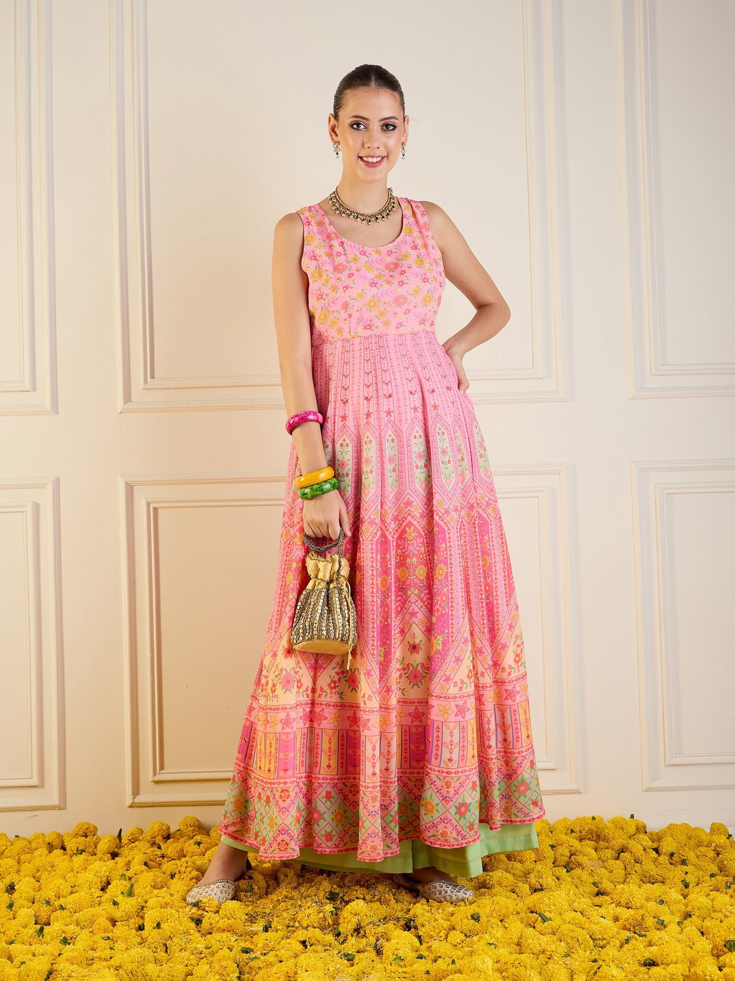 Women's Pink Floral Kurta