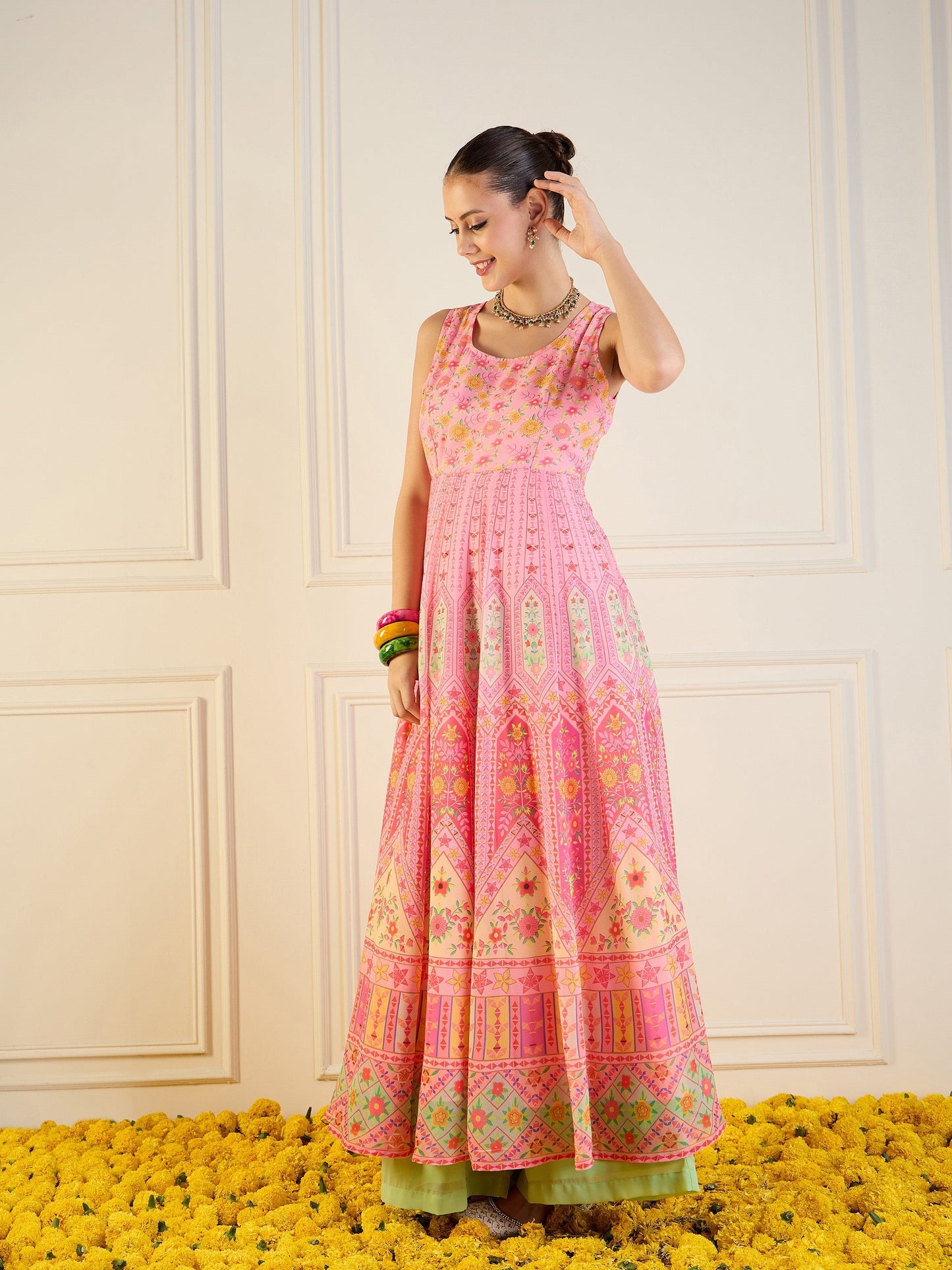 Women's Pink Floral Kurta