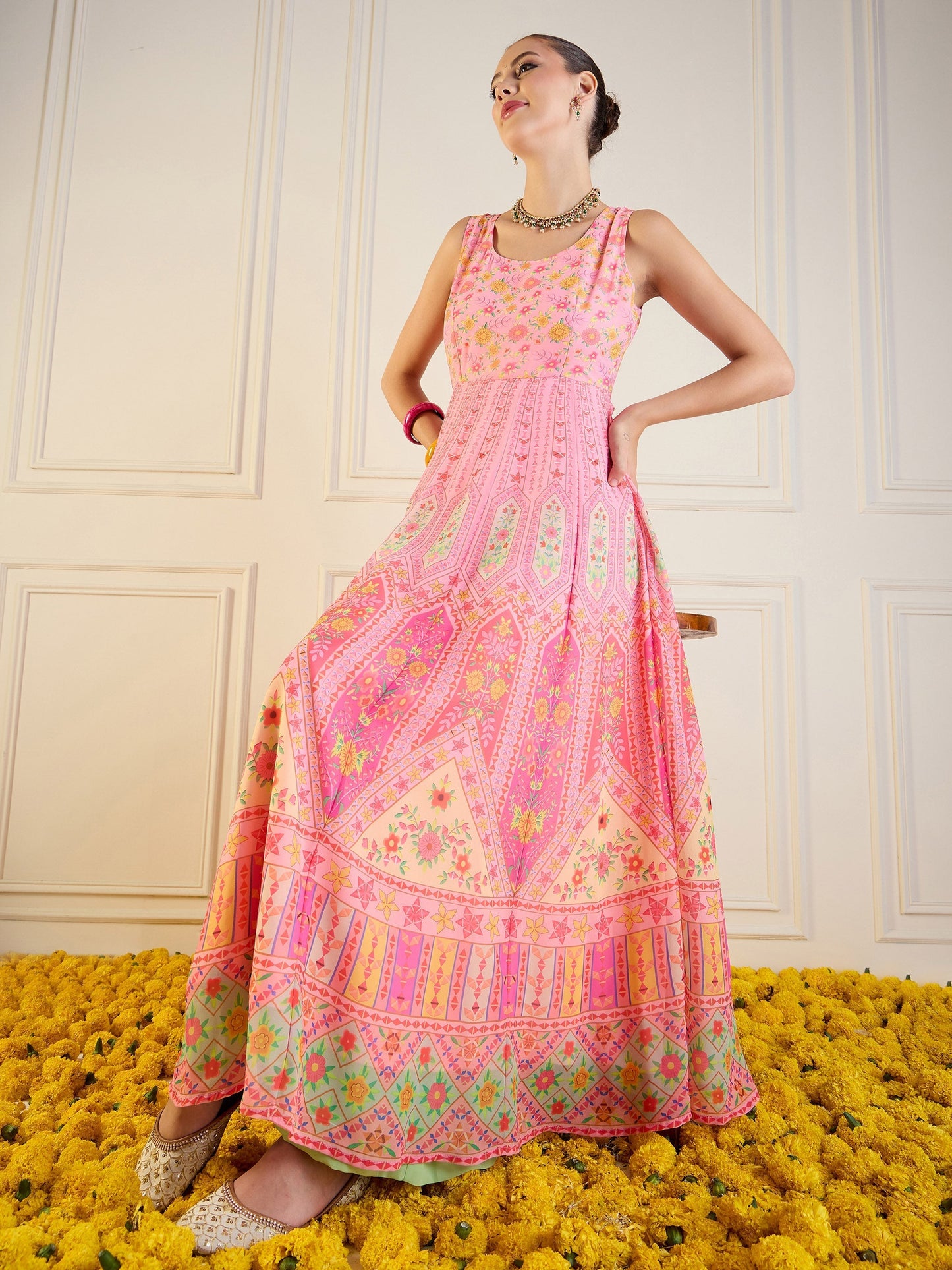 Women's Pink Floral Kurta