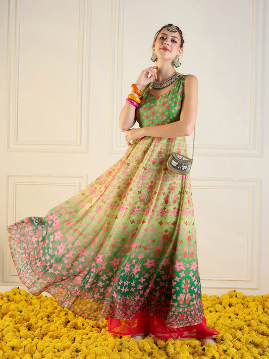 Women's Green Floral Kurta