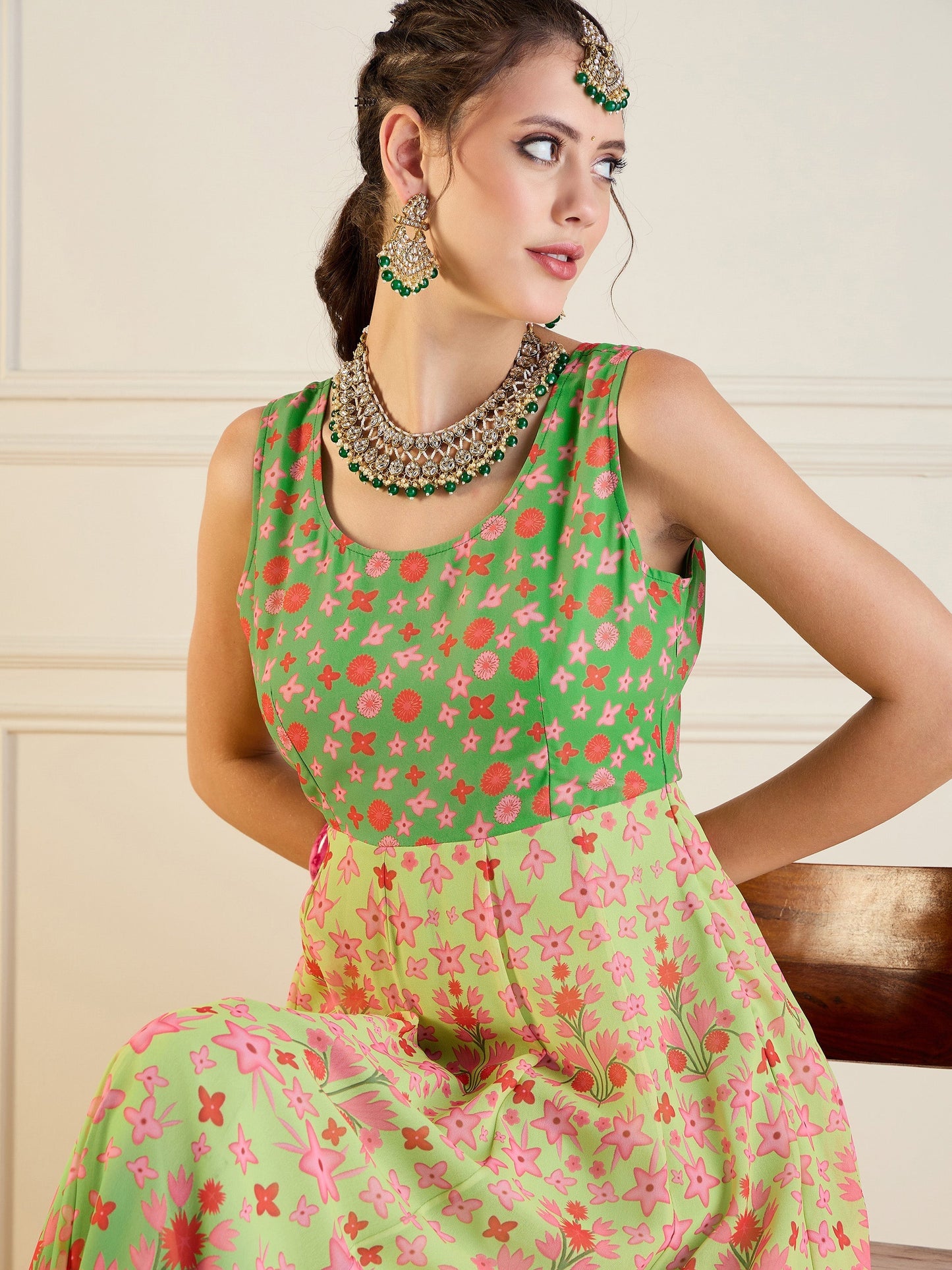Women's Green Floral Kurta