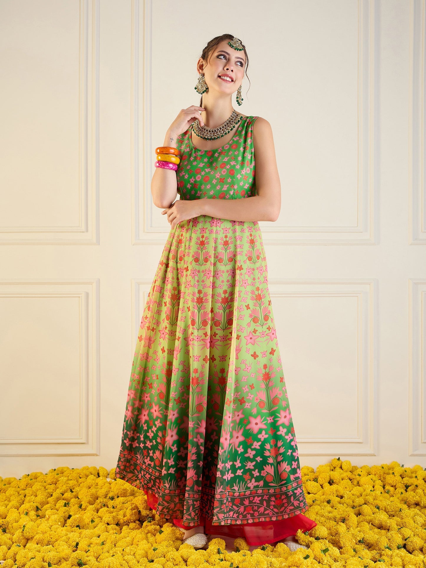 Women's Green Floral Kurta