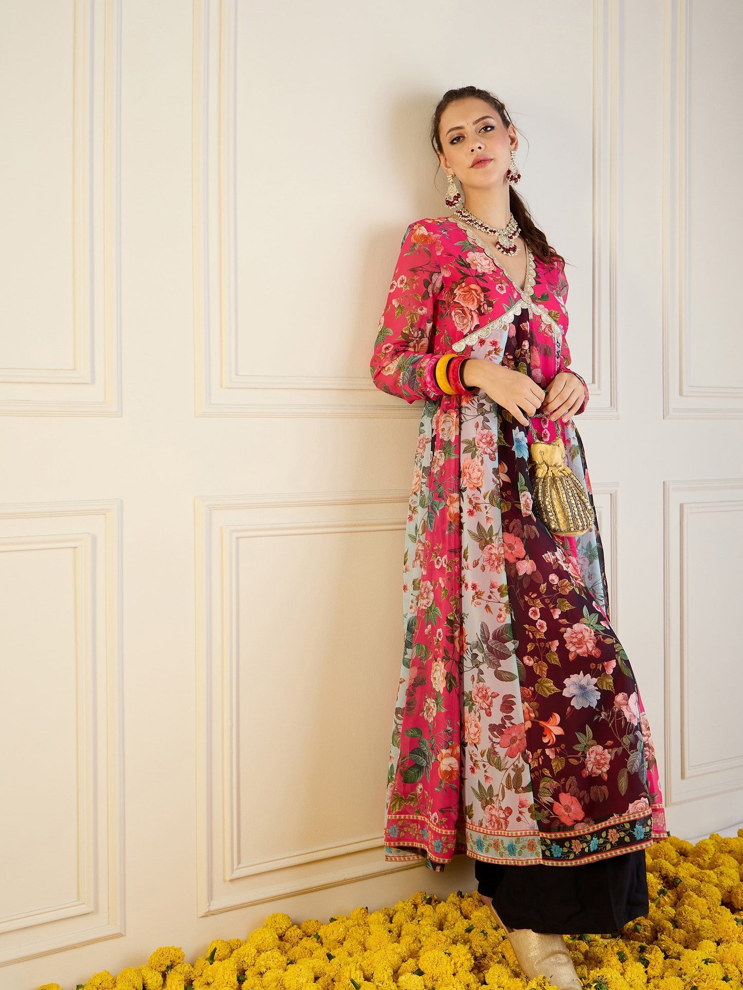 Women's Pink Floral Kurta