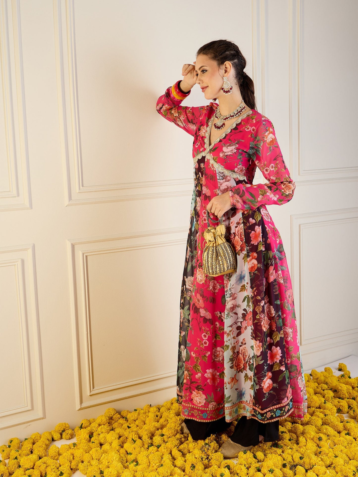 Women's Pink Floral Kurta
