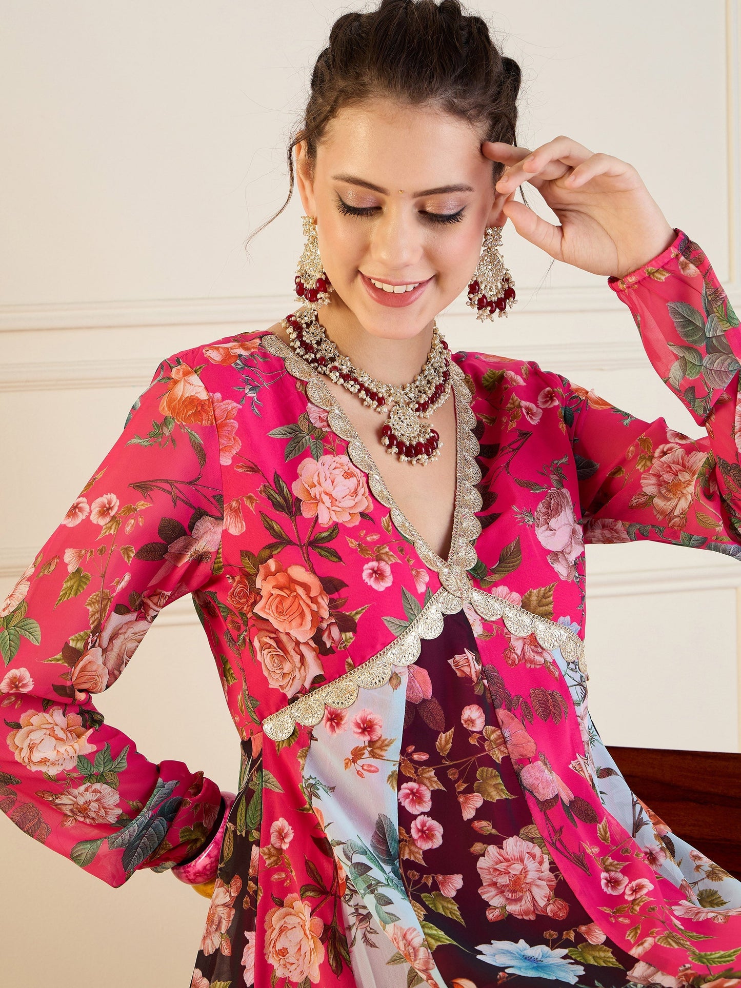 Women's Pink Floral Kurta