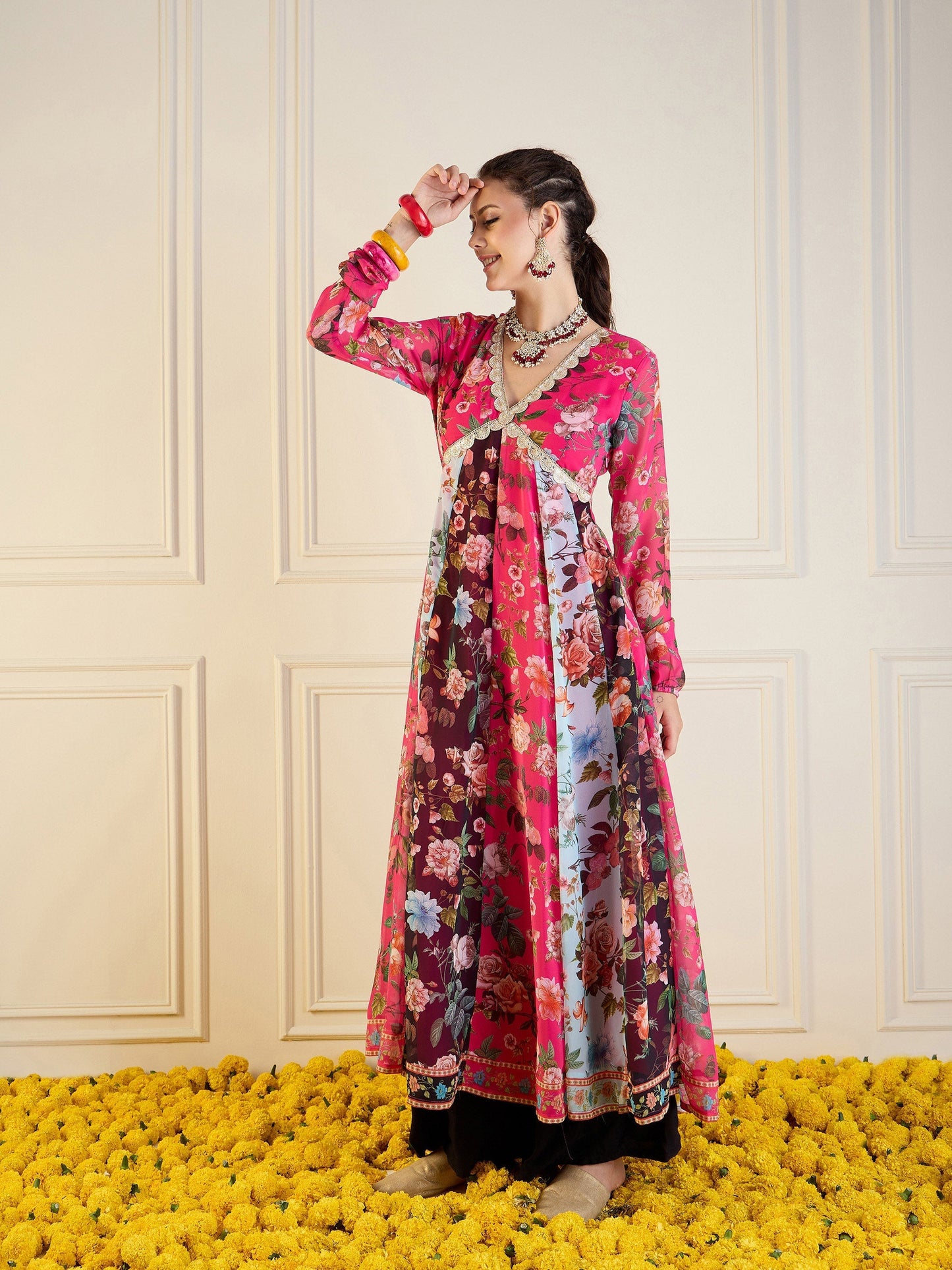 Women's Pink Floral Kurta
