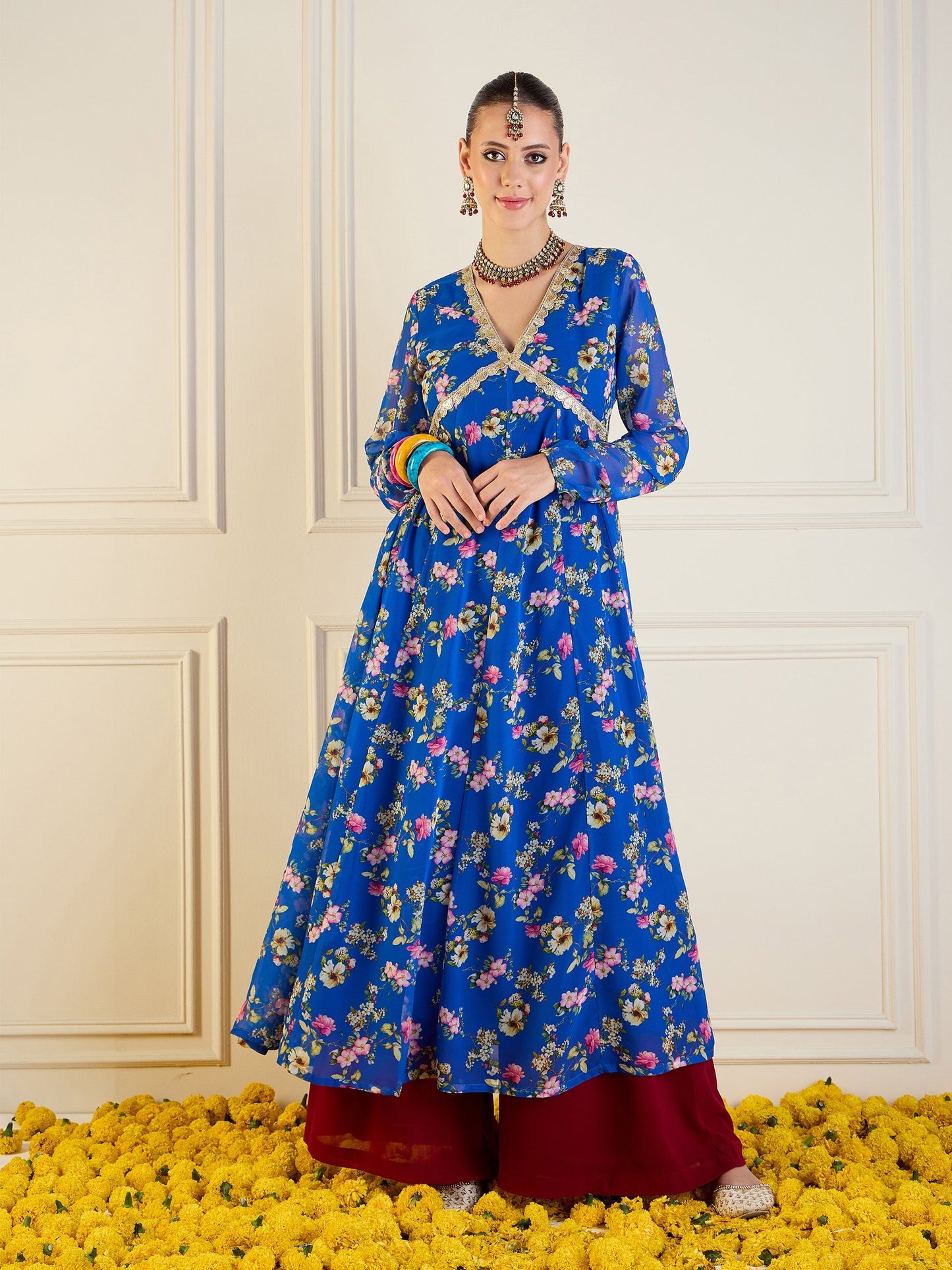 Women's Blue Floral Kurta