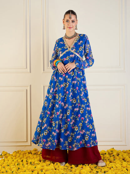 Women's Blue Floral Kurta