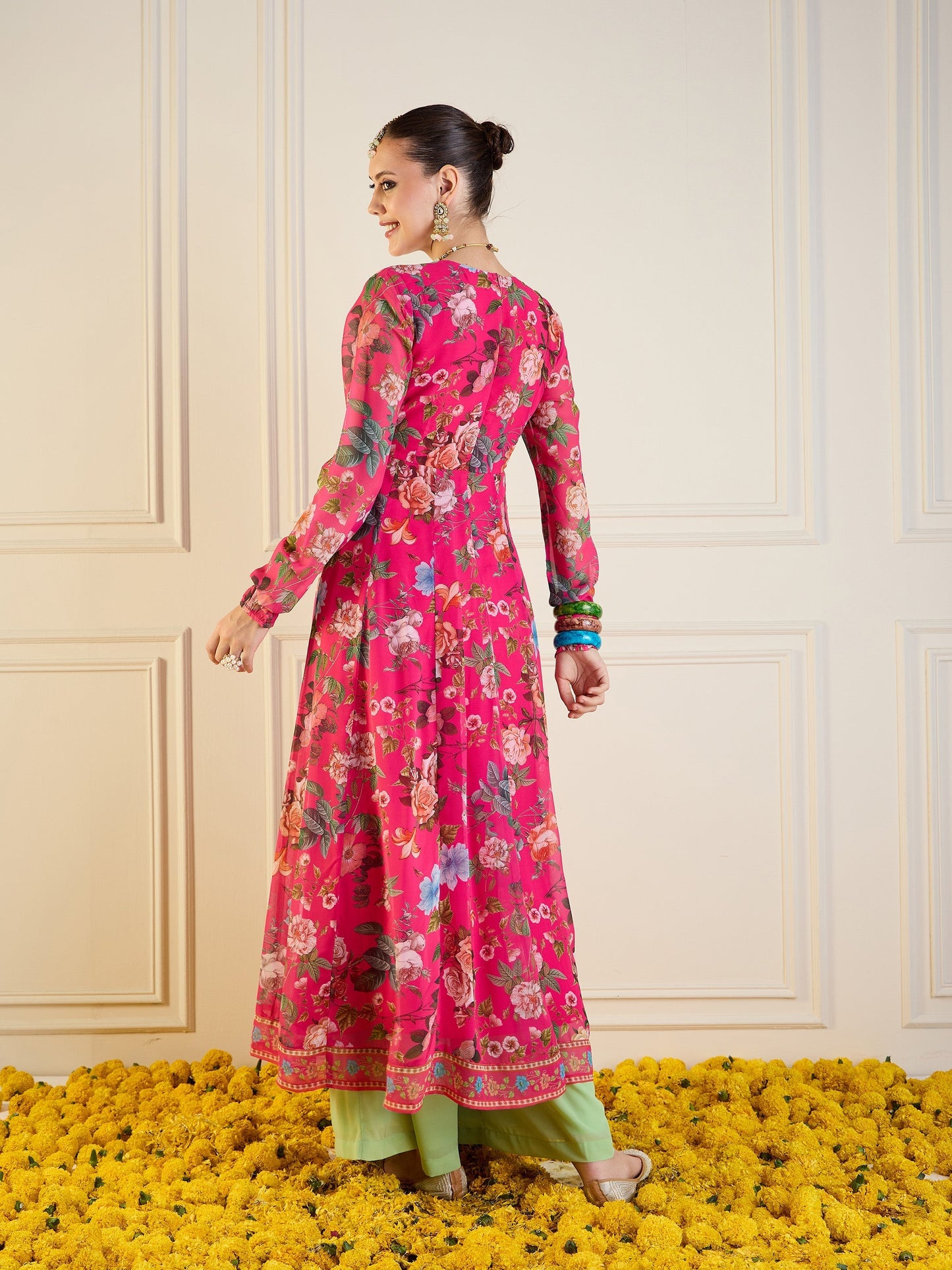 Women's Pink Floral Kurta